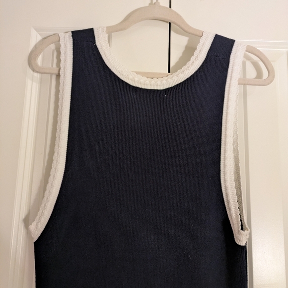 Caroline Constas L Navy And White Knit Sleeveless Dress NWT - Picture 10 of 10
